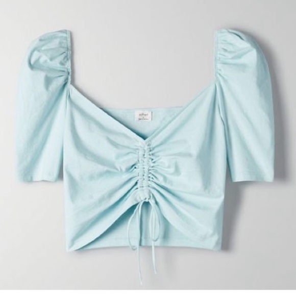 Aritzia Wilfred Nissa Puff Sleeve Crop Top - Picture 1 of 7